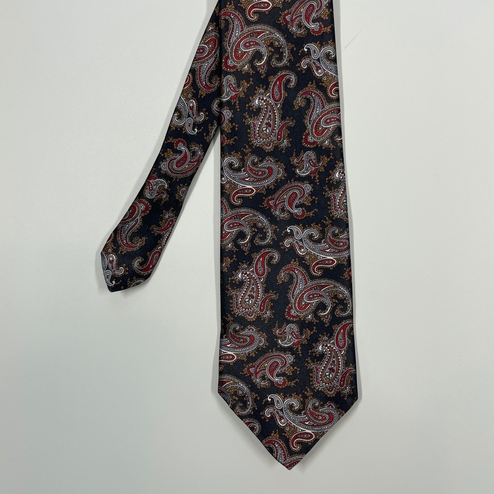 Towncraft Navy Blue Red Paisley Geometric Necktie Mens One Size